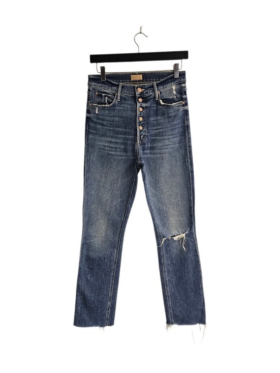 MOTHER Denim - MOTHER The Pixie Dazzler Ankle Fray Straight Leg Love Pop Blue Jeans 27 Preowned